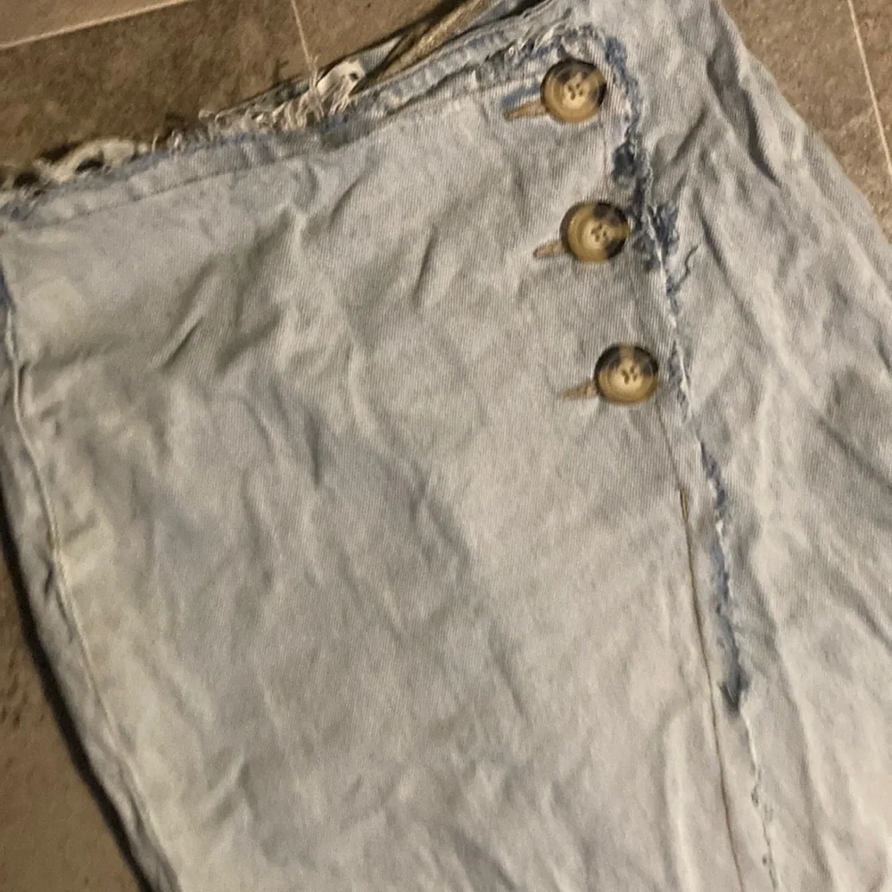 Zara Blue Maxi Pencil Skirt with Ruched Slit jeans skirt